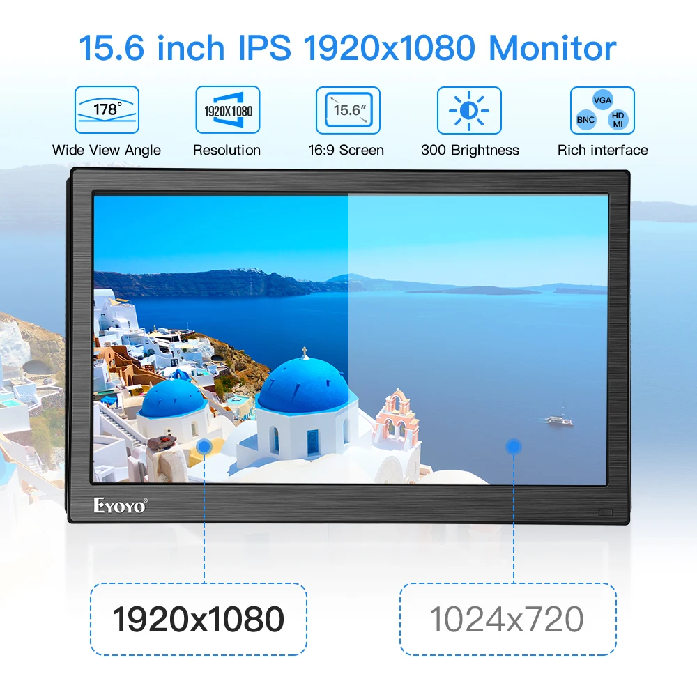 Eyoyo EM15Y 15 6 &quotFHD IPS ЖК дисплей для ПК телевизора системы видеонаблюдения 1920X1080 экран