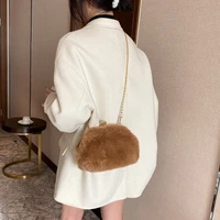 frame plush bags for women 2021 winter new chains soft fluffy bag solid furry crossbody shoulder bags clutch faux fur bag ladies