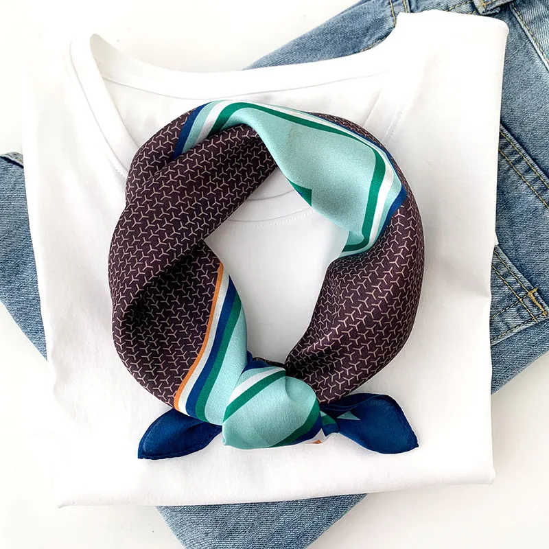 

Бренд 2020 100% чистый Шелковый шарф для женщин высокой горловиной и повязка на голову, платки квадратный ободок с модным принтом шейный платок ...