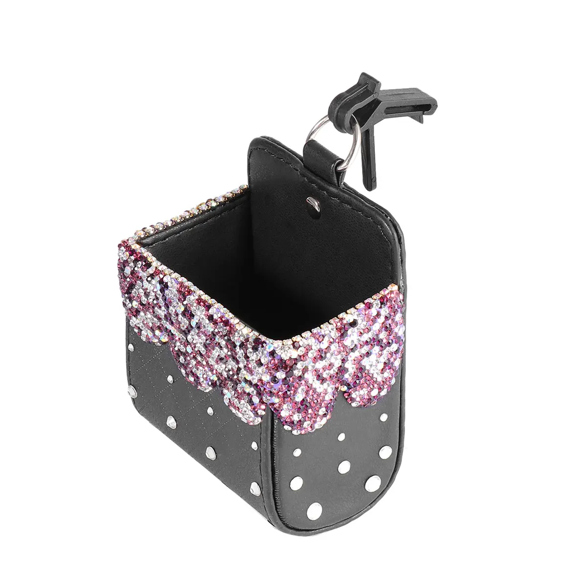 Unniversal автомобильный ящик для хранения сидений кожа Стразы Декор сумка кулон