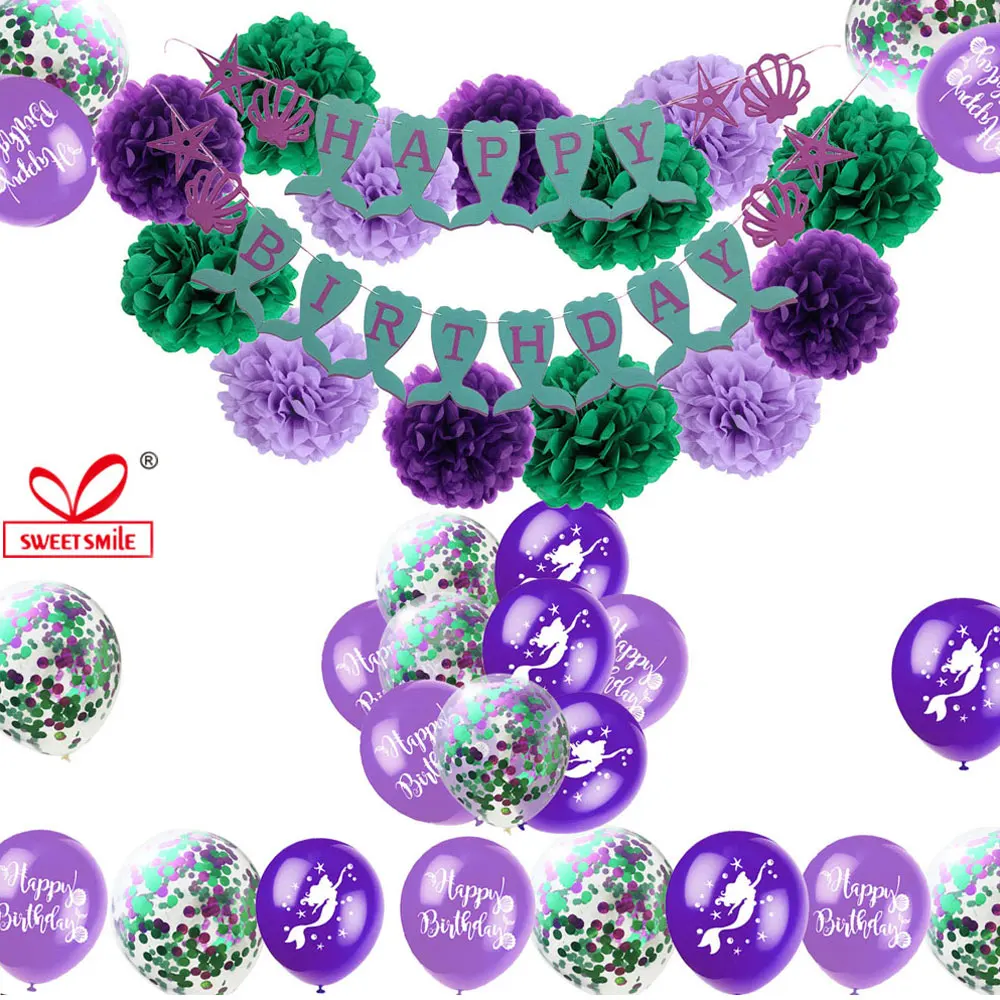 Воздушный шар С Днем Рождения гирлянда Русалка клипсы для воздушных шаров