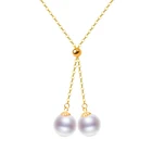 NYMPH чистое 18K желтое золото Ожерелье Подвеска Жемчужное ювелирное изделие Au750 натуральный освежитель 7-8 мм Изящные женские вечерние ювелирные изделия подарок