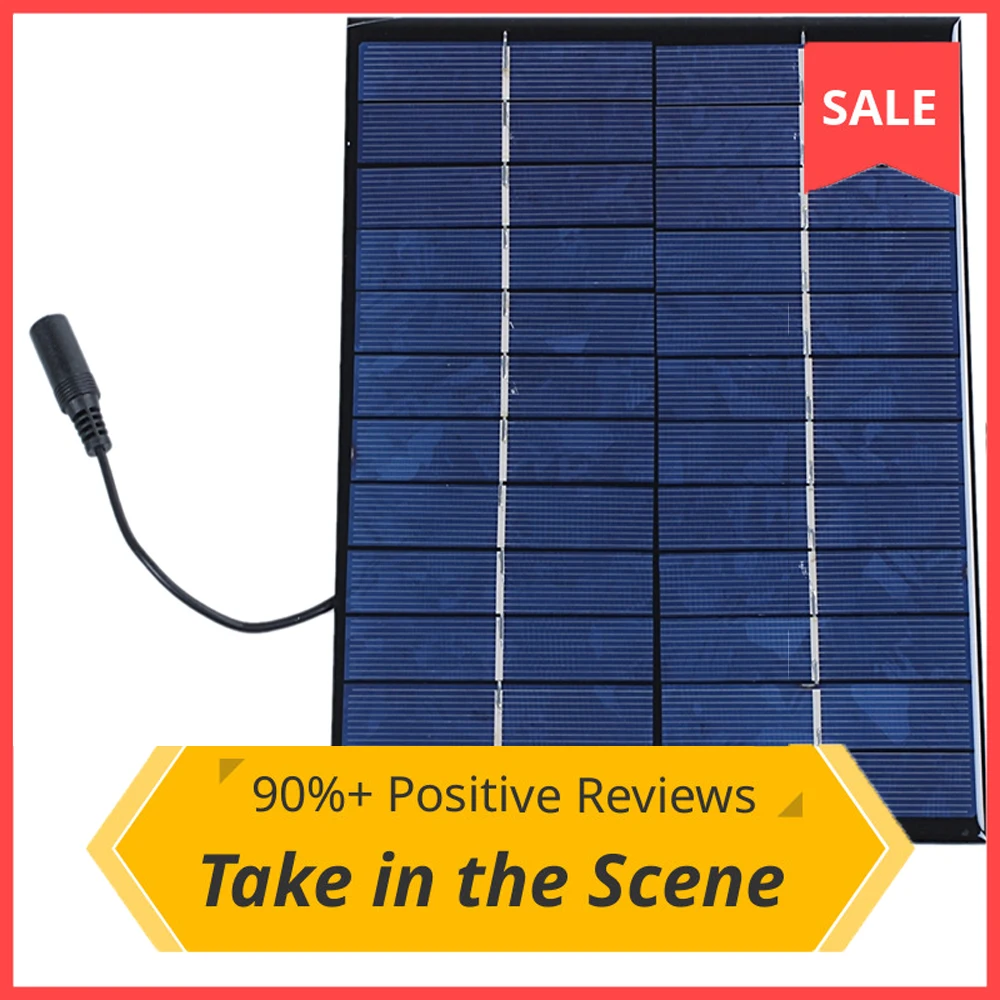 

12V 5.2W Mini Solar Panel Polycrystalline Solar Cells Silicon Epoxy Solar DIY Module System Battery Charger + DC output