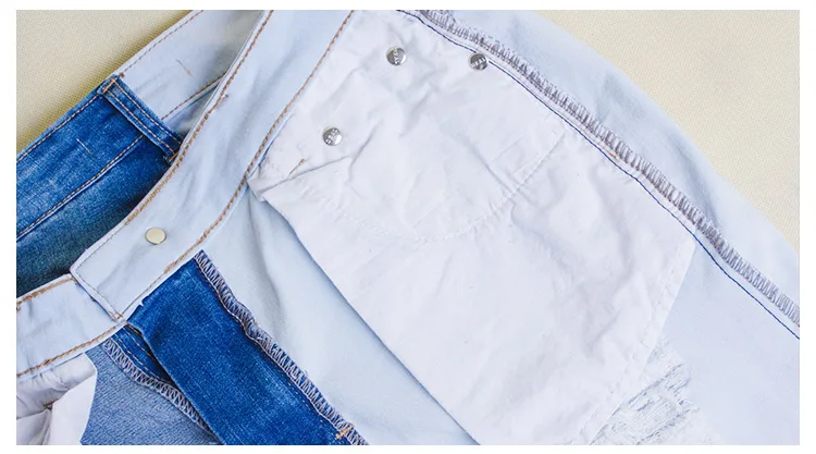 

Spring Summer Wash Bleaching Spliced Female Ripped Jeans For Women Pants High Waist Jeans Ladies Skinny Jean Woman Mom Pant