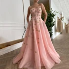 Розовое платье для выпускного вечера UZN, блестящее платье золотистого цвета с аппликацией в виде звезд, вечернее платье на бретельках с плиссированными карманами в саудовской аравии