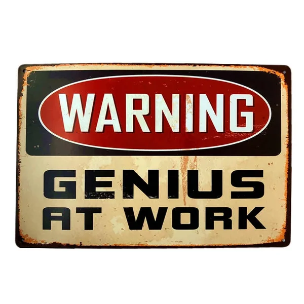 

Warning Zombie Genius Tin Metal Signs Plaque Bar Vintage Garage Wall Decor Art Poster Plaque Bar Pub Club Home Decor