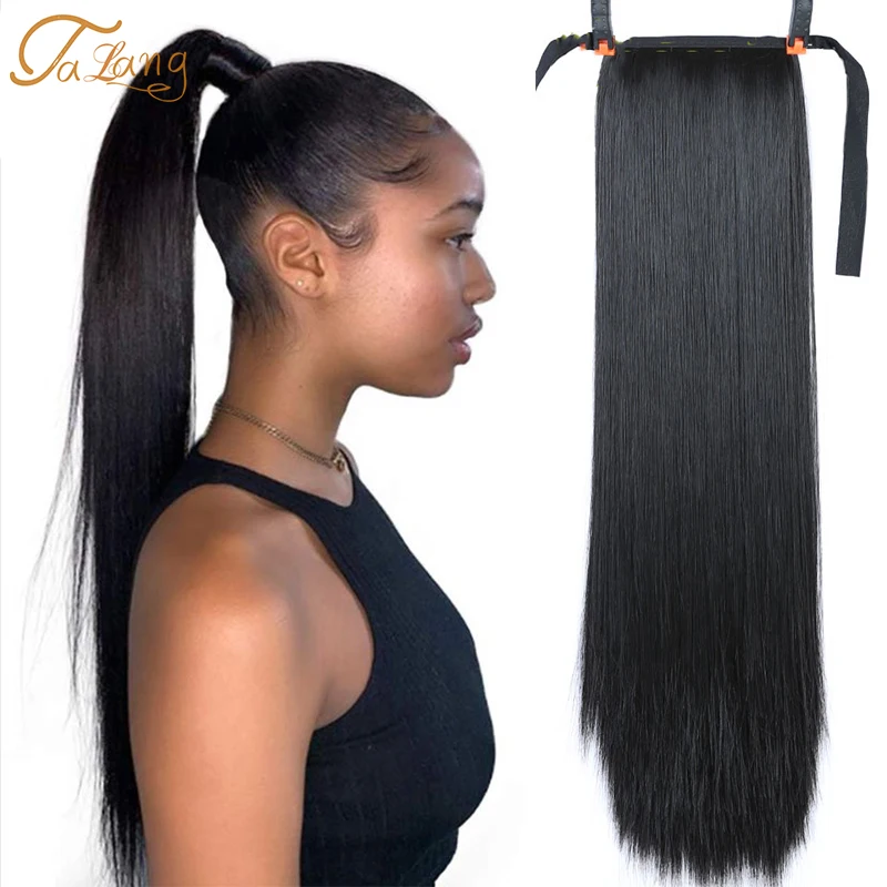 TALANG22'' Синтетические длинные прямые ленты с завязками конские хвосты волосы