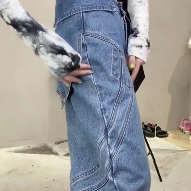 

XITAO Patchwork Pockets Solid Jeans Women 2021 Spring Casual Fashion New Style Temperament All Match Loose Women Clothes ZY5023