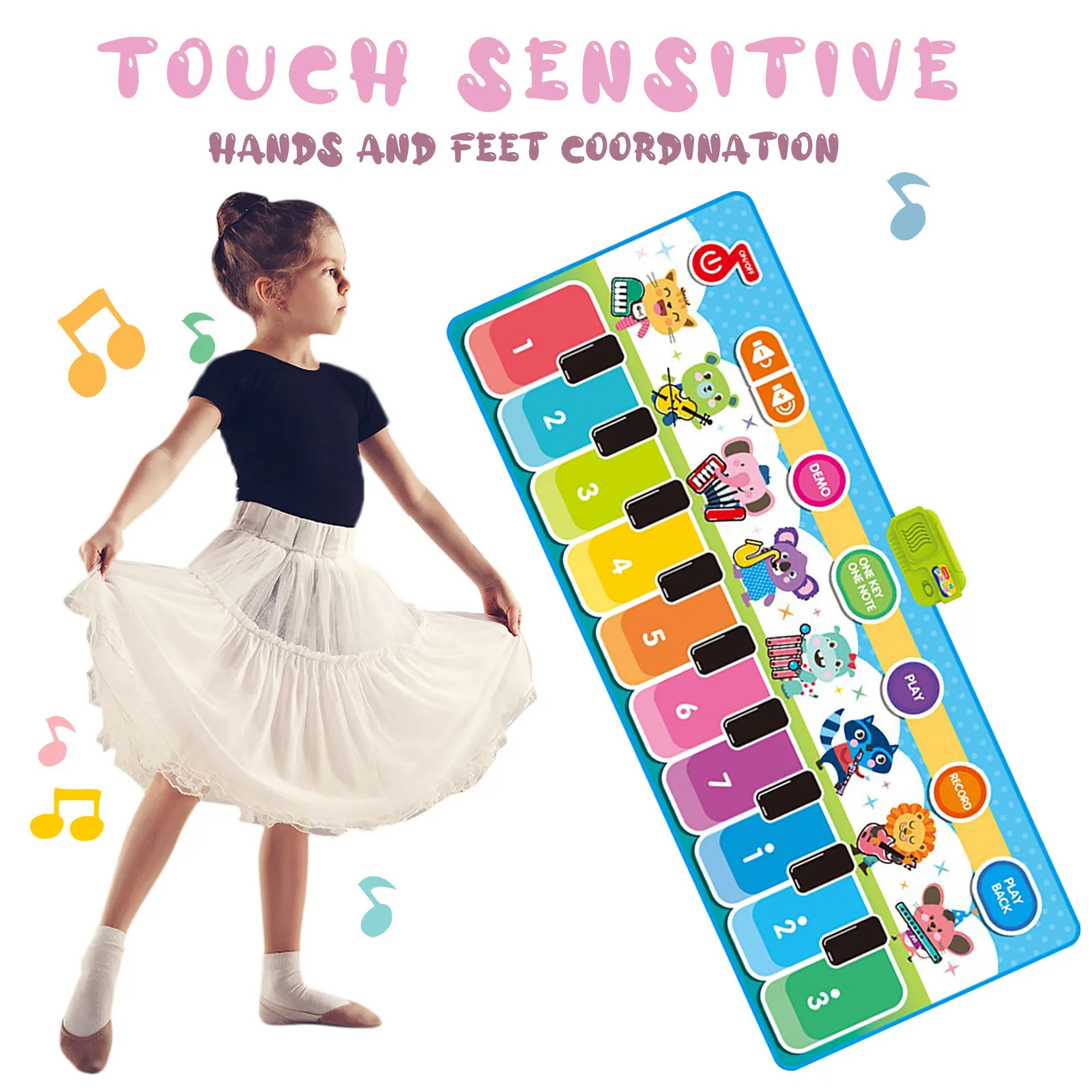 Складной музыкальный и танцевальный коврик детский игровой подушка игровое