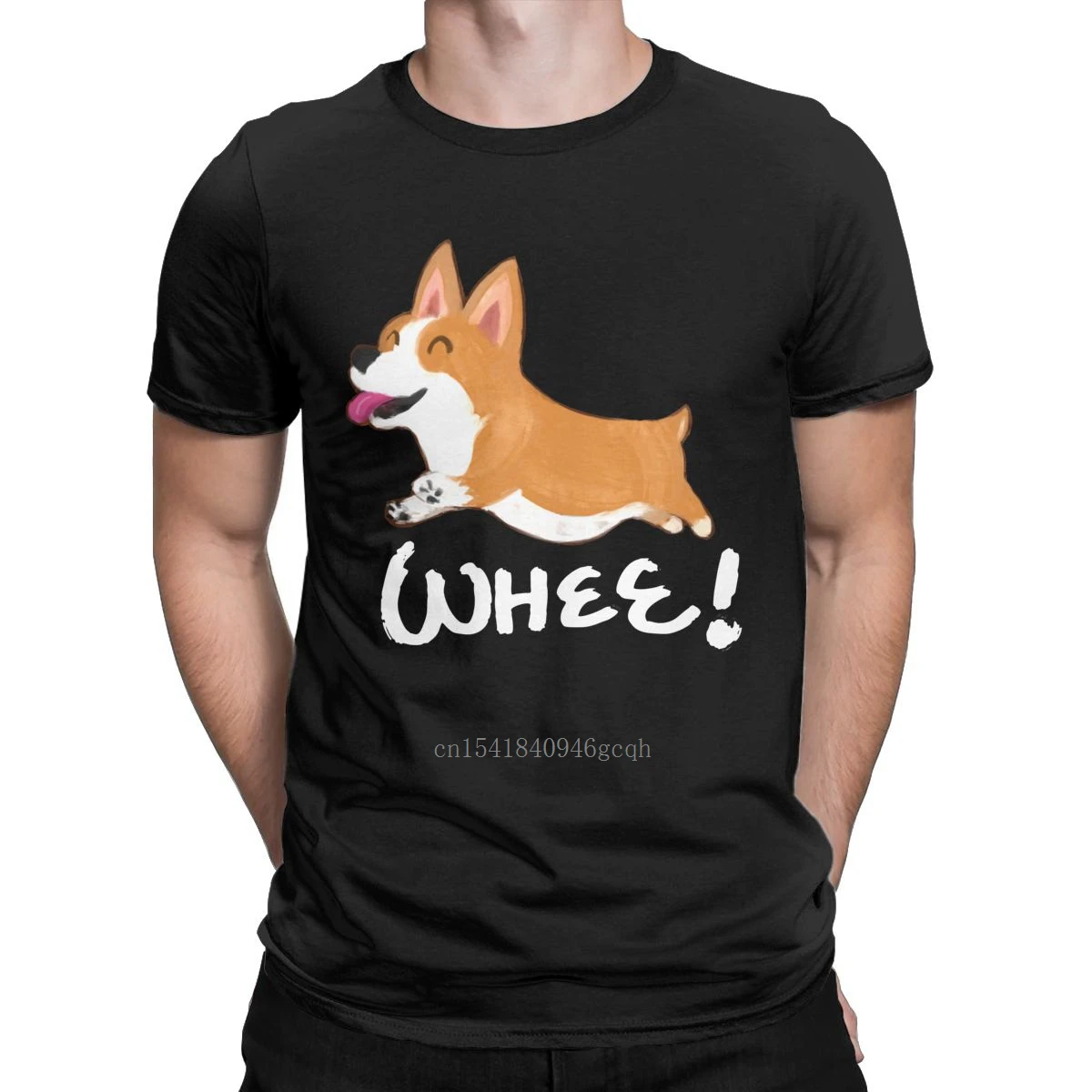 

Men T-Shirts Whee! Corgi Dog Animal Funny Pure Cotton Tee Shirt Short Sleeve Pup Fluff T Shirts O Neck Tops Classic