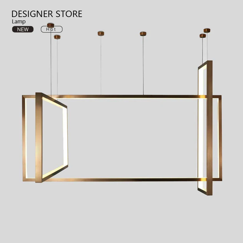 

Modern light luxury metal frame shape simple shape bar chandelier