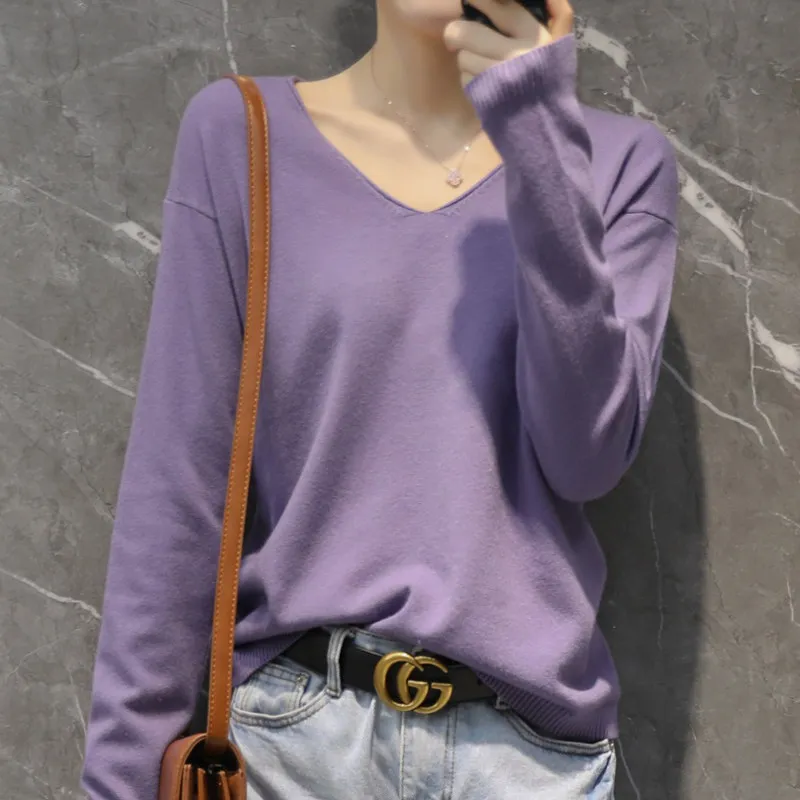 Cashmere Sweater 2021 Spring Autumn V-neck knitted Winter women sweaters and pullovers pull femme hiver jumper pullover | Женская одежда