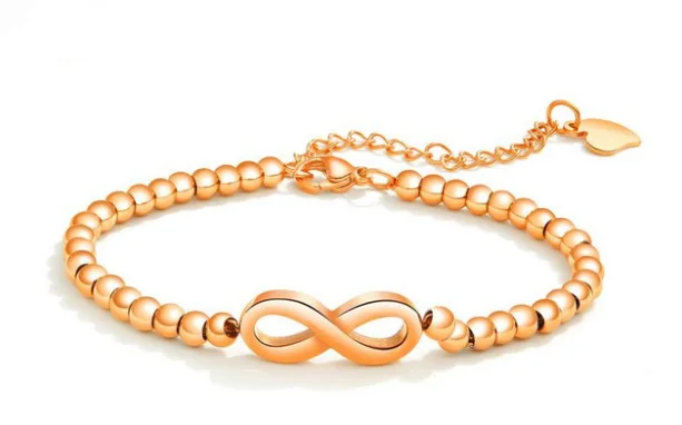 Женский браслет с бусинами под розовое золото|Гибкие и жесткие браслеты| |