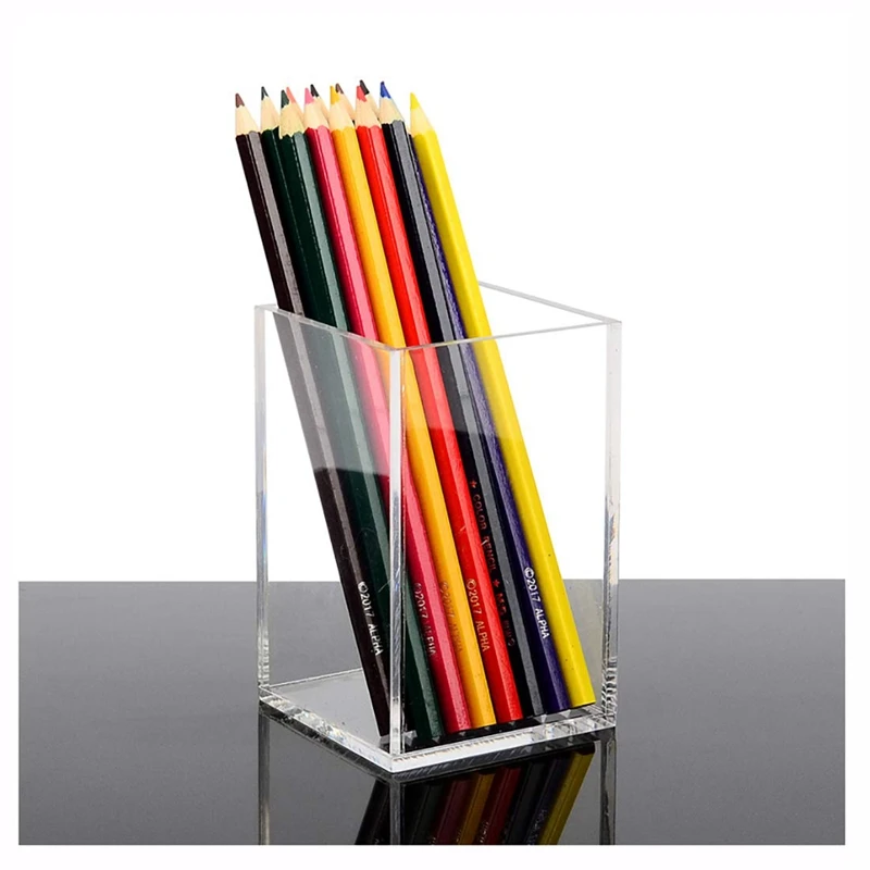 

Acrylic Pen Holder Clear Desktop Pencil Cup Stationery Organizer Pot Holders for Office Desk (3 Pack)