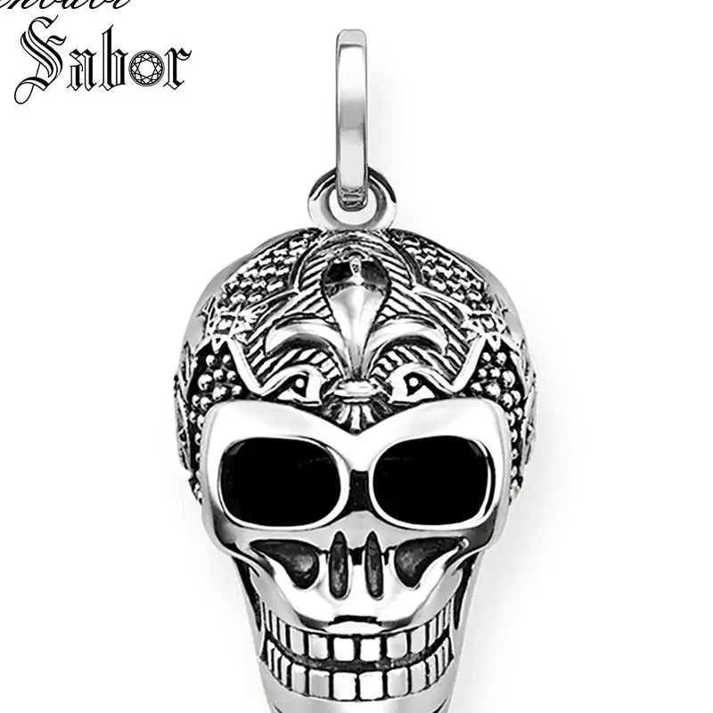 Кулон в виде черепа лилии серебряный цвет для мужчин панк Сердце ювелирные