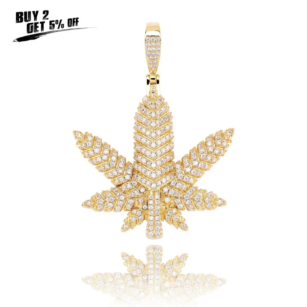 JINAO New Maple Leaf in Three Colors Iced out Necklace&ampPendent Cubic Zircon Shiny Hip Hop for Men Women Gift | Украшения и