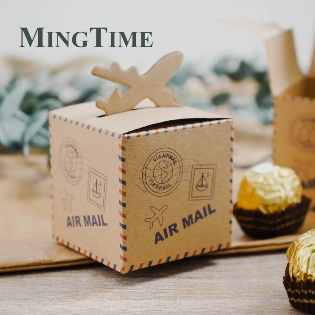 10 шт крафт бумаги самолет конфеты коробка свадебные путешествия тема украшения