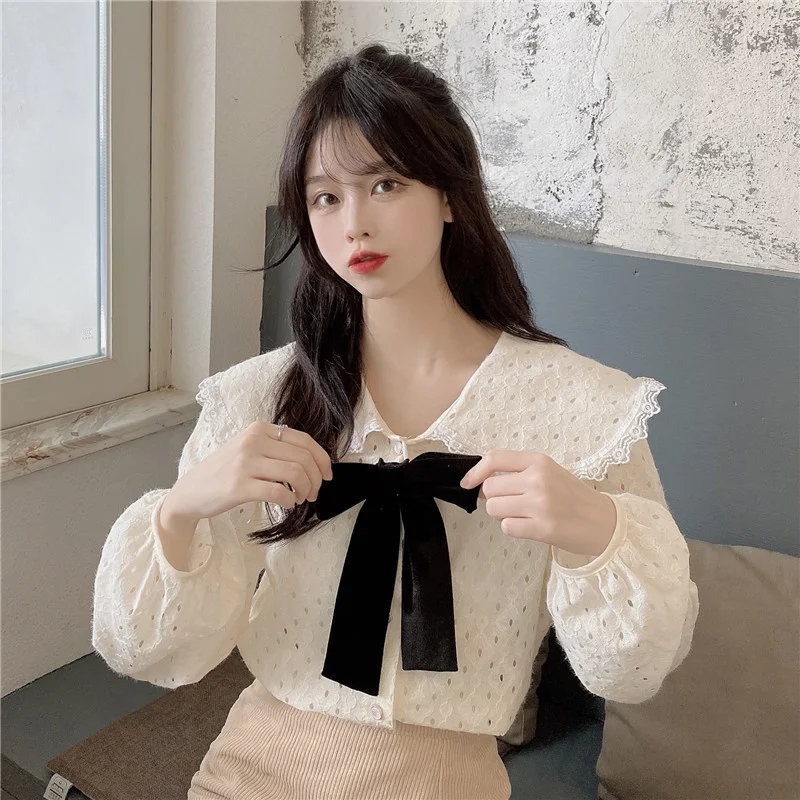 Женская рубашка с длинным рукавом кардиган бантом на лице и цветочным принтом