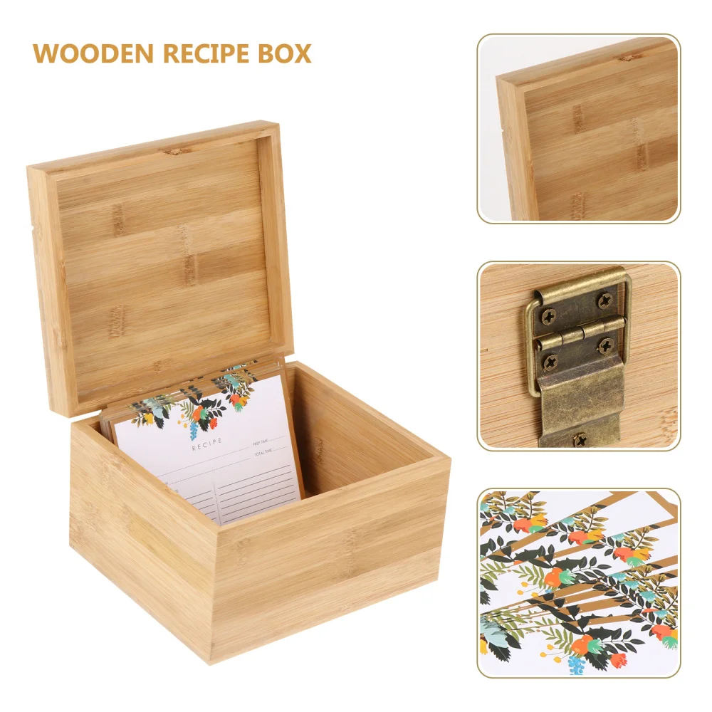 

1pc Bamboo Recipe Organizer Eco Friendly Handcrafted Wood Box with Flip-type Lid