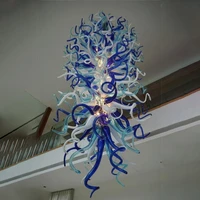 long chandeliers lamp dale chihuly style mouth blown glass chain pendant lamps blue turquoise white modern home art decor