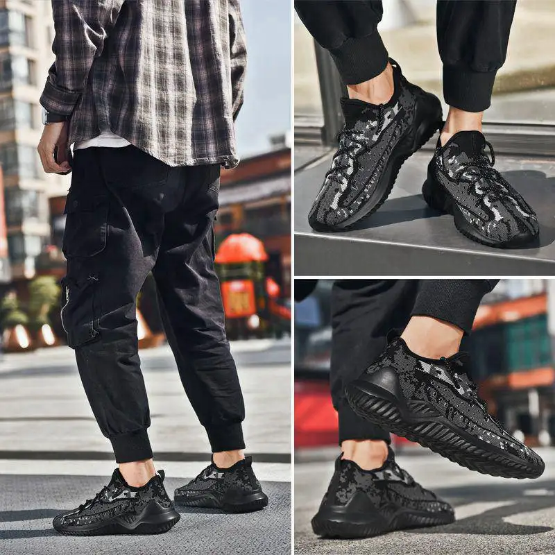 

Fashionablemens Men's black slip shoe mesh men s fashion men's breathable Breathable Male for shoes 2020 male 39 Light
