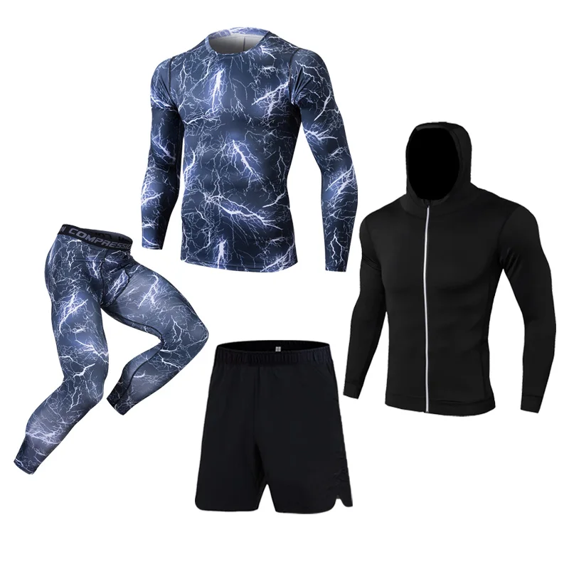 

Top Men Compression Jogging Suit Winter Thermal Underwear Sports Suits Warm Men's Tracksuit Rash Guard MMA Clothing Track Suit