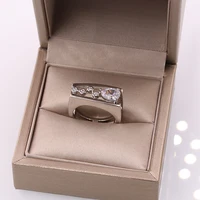 diwenfu 925 silver ring for women men pure natural aaa diamond jewelry hip hop anillos de bizuteria square mini diamond gemstone