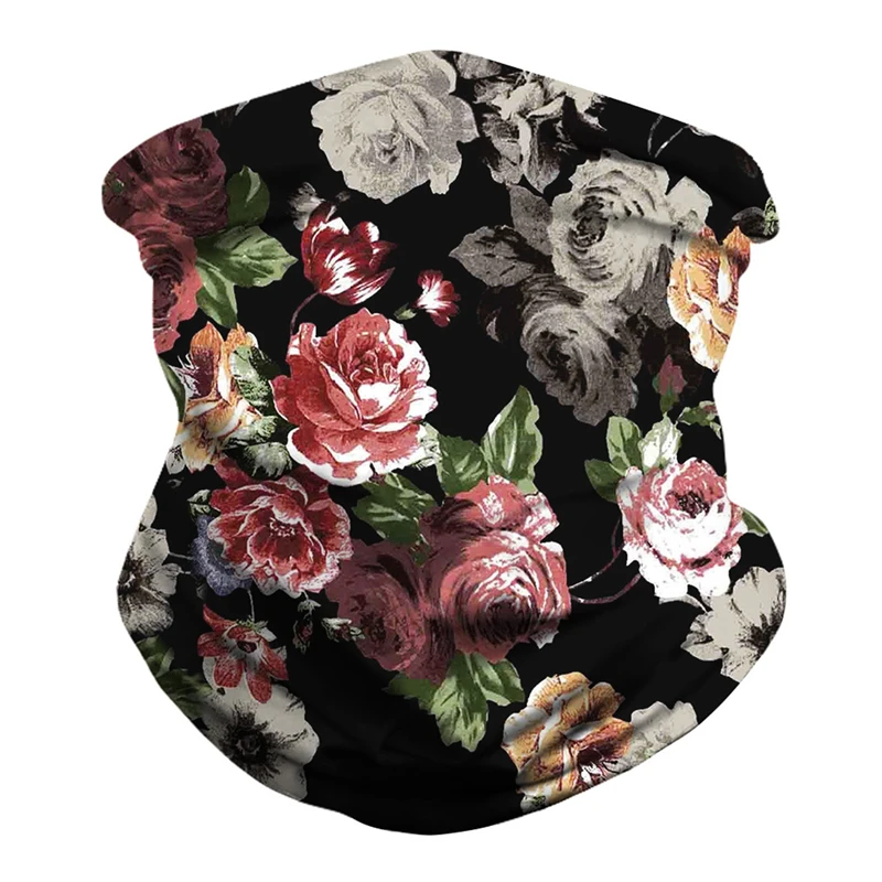 

Women Men Bandana Headwear Face Scarf Dustproof Motorcycle Facemask Windproof Scarf Floral Print Outdoor Breathable Face Scarf