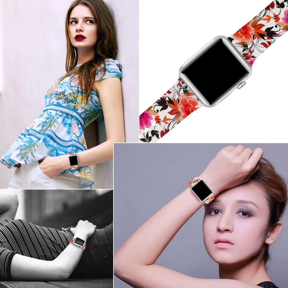 Oulucci Одноцветный ремешок для apple watch 38 мм/40 мм/42 мм/44 мм спортивный ремешок силиконовый ремешок аксессуары для apple watch 5/4/3/2/1