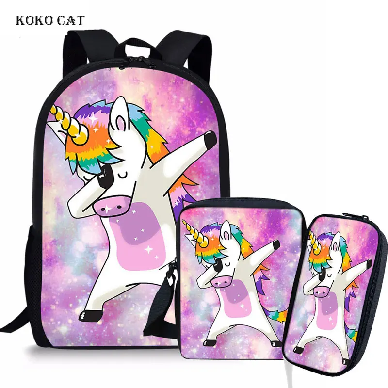 Рюкзак с принтом единорога для девочек подростков школьные сумки ортопедический