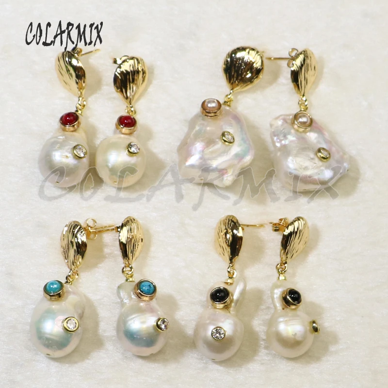 5 pairs Baroque pearl earrings drop colors stone wholesale jewelry women gift for lady 9135 | Украшения и аксессуары