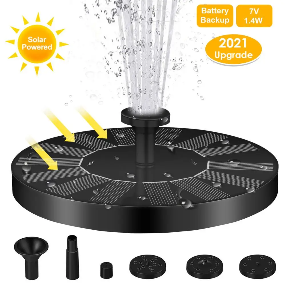 

2021 солнечный насос 1,4 Вт отдельно стоячий Плавающий Солнечный фонтан садовый водяной фонтан декор пруда птица ванная водяные насосы для сад...