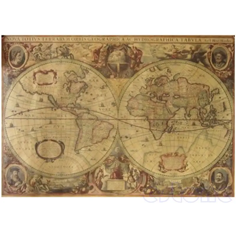 

71x50cm Retro Vintage Old Globe World Map Matte Brown Paper Poster Home Decor
