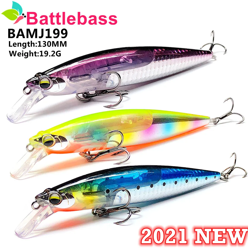 

BATTLEBASS 13cm20g Floatng Sea Bass Lure Flash Boost Bait Fishing Minnow Lures with Flash Blade Hard Floating Wobblers Crankbait