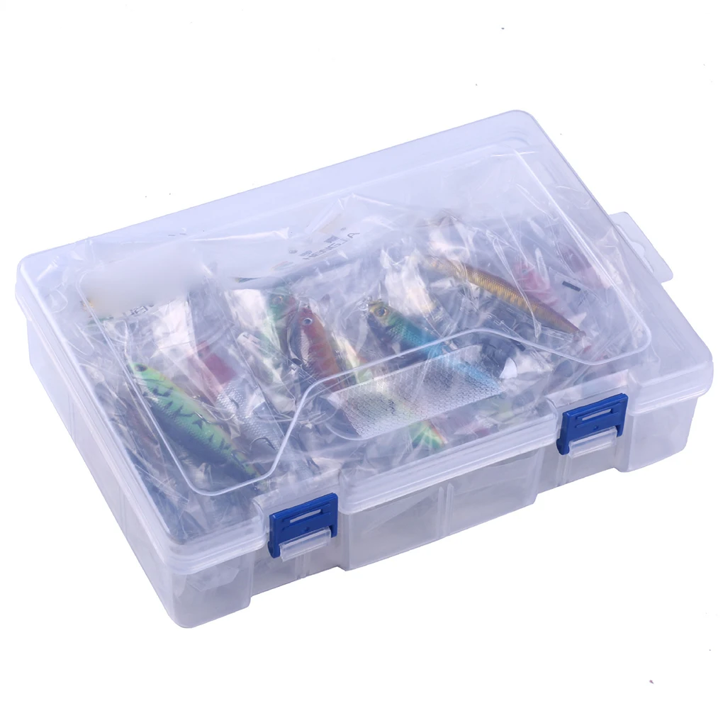 

43pcs Lures Artificial Fish Shape Bait Sharp Metal Triple Claws Fishing Hook Tackle Spinner