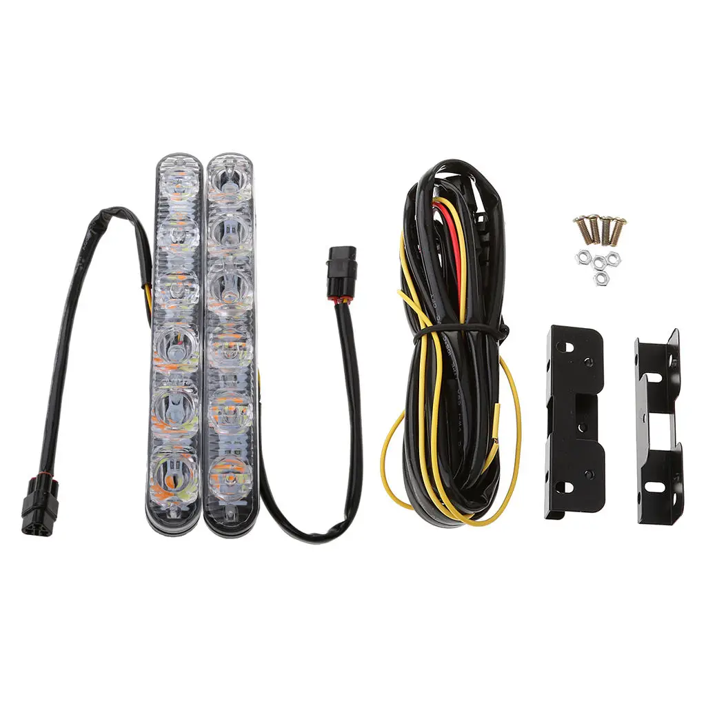 

2 Pieces 6 LED Double Color White & Amber Daytime Running Light Turn Signals Lights