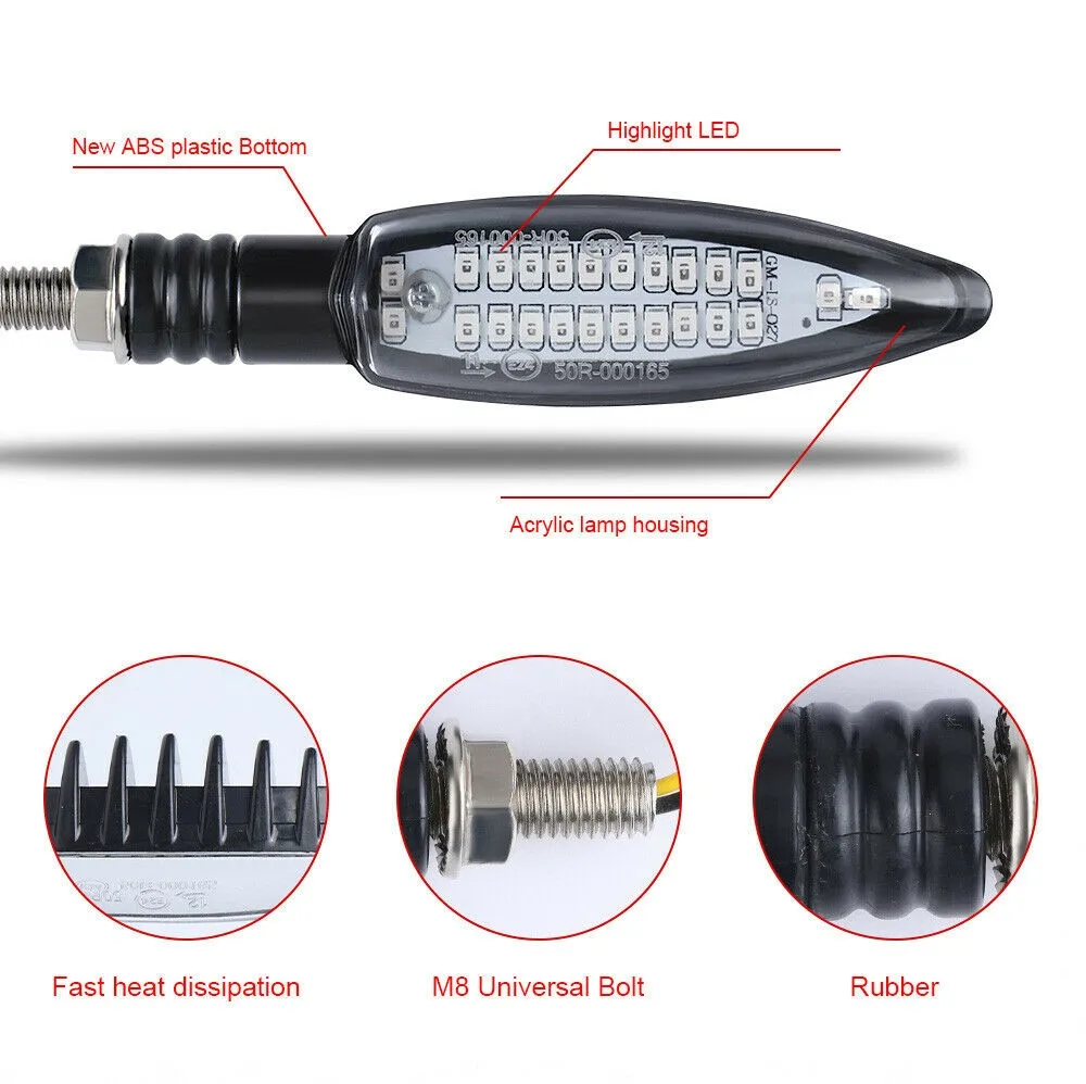 

Blinkers Turn Signal Flowing IP67 Indicator LED 24-LEDS 2pcs ABS Plastic