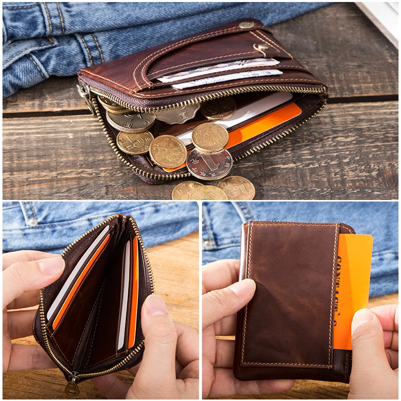 contacts genuine leather card wallet men business credit card holder casual coin purse for male thin credit card case carteira free global shipping
