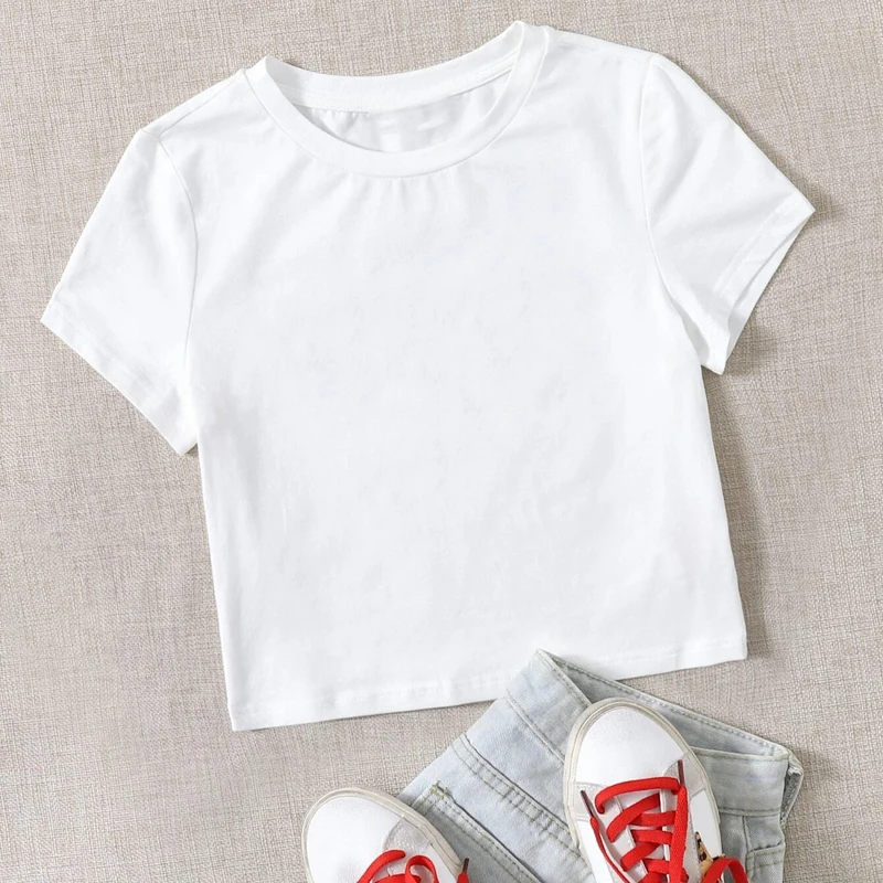 

Vogue girl print Shirt New Arrival Creative Art Design T Shirt For Women Summer Cool Shirts Soft crop Tops 2021