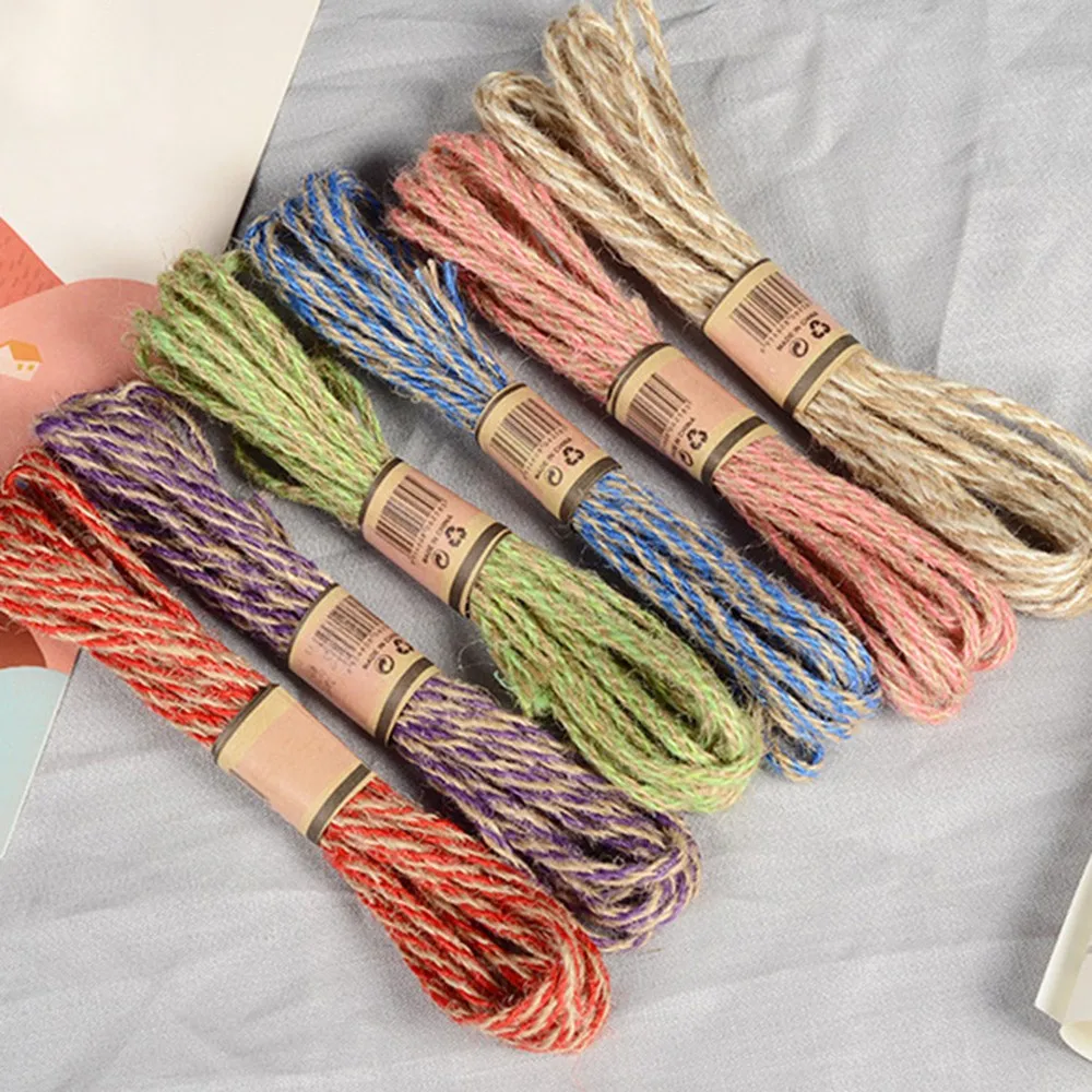 6 цветов 100 м натуральная полотняная лента джутовая веревка нить DIY ремесла