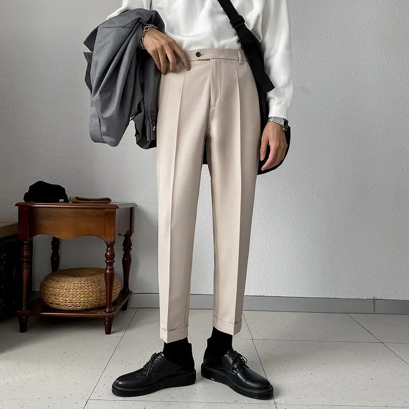 

2021 New Fashion Autumn Winter Pants Men Casual Straight Business Long Trousers Male Cotton Korea Style Business Suit Pant W16