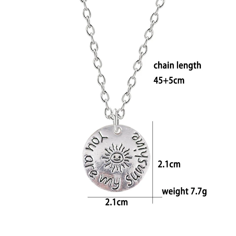 hot sale diy jewelry accessories ancient round brand sunflower english lettering alloy necklace pendant female gift free global shipping