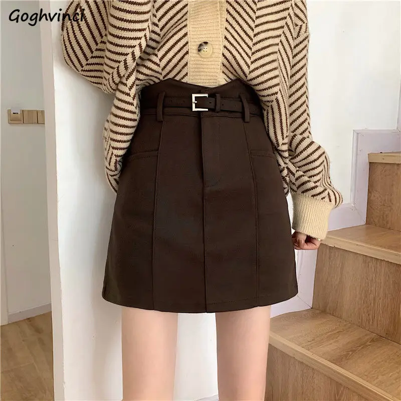 

Мини-юбка женская трапециевидная, элегантная Базовая простая модная вечерняя одежда для отдыха, с завышенной талией, в стиле ольччан, на осе...