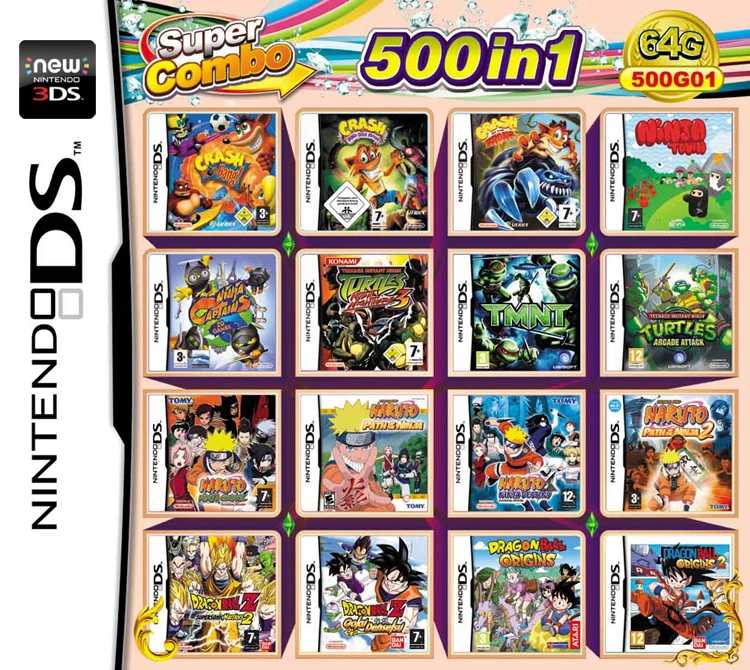 Дракон мячей и Narutom 500 игр в 1 NDS игровой набор карты супер непрерывной