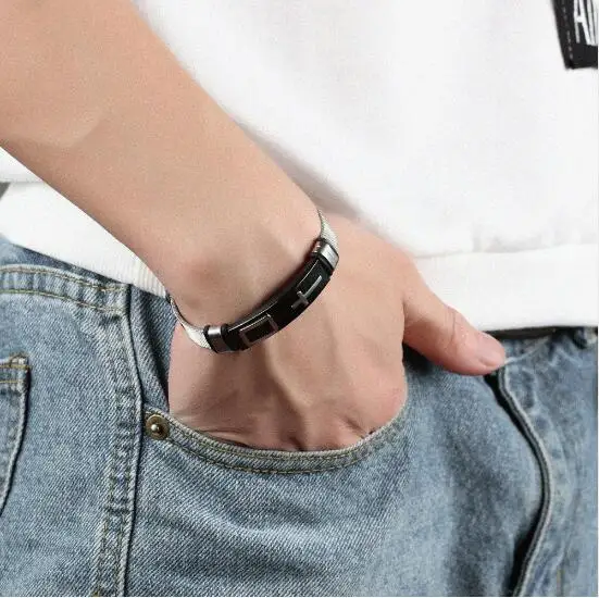 LOOKER модные крестовые браслеты для мужчин из нержавеющей стали черные Панк