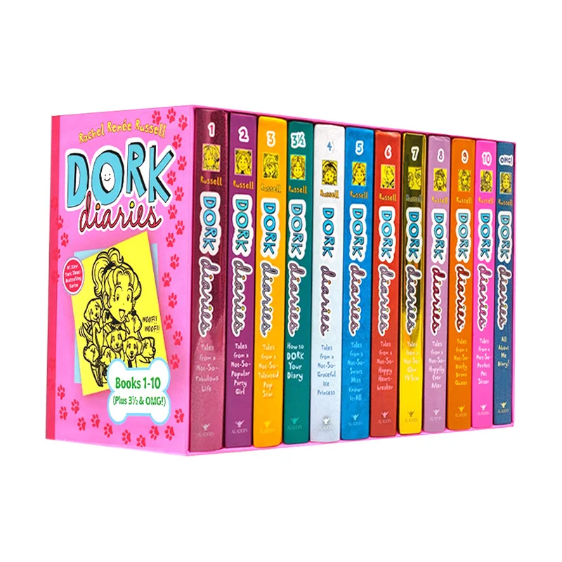 

12 Books English Picture Book Dork Diaries Girls Wimpy Kid Comic Students Daily Reading For Age 6-12 Years Gift Box Set