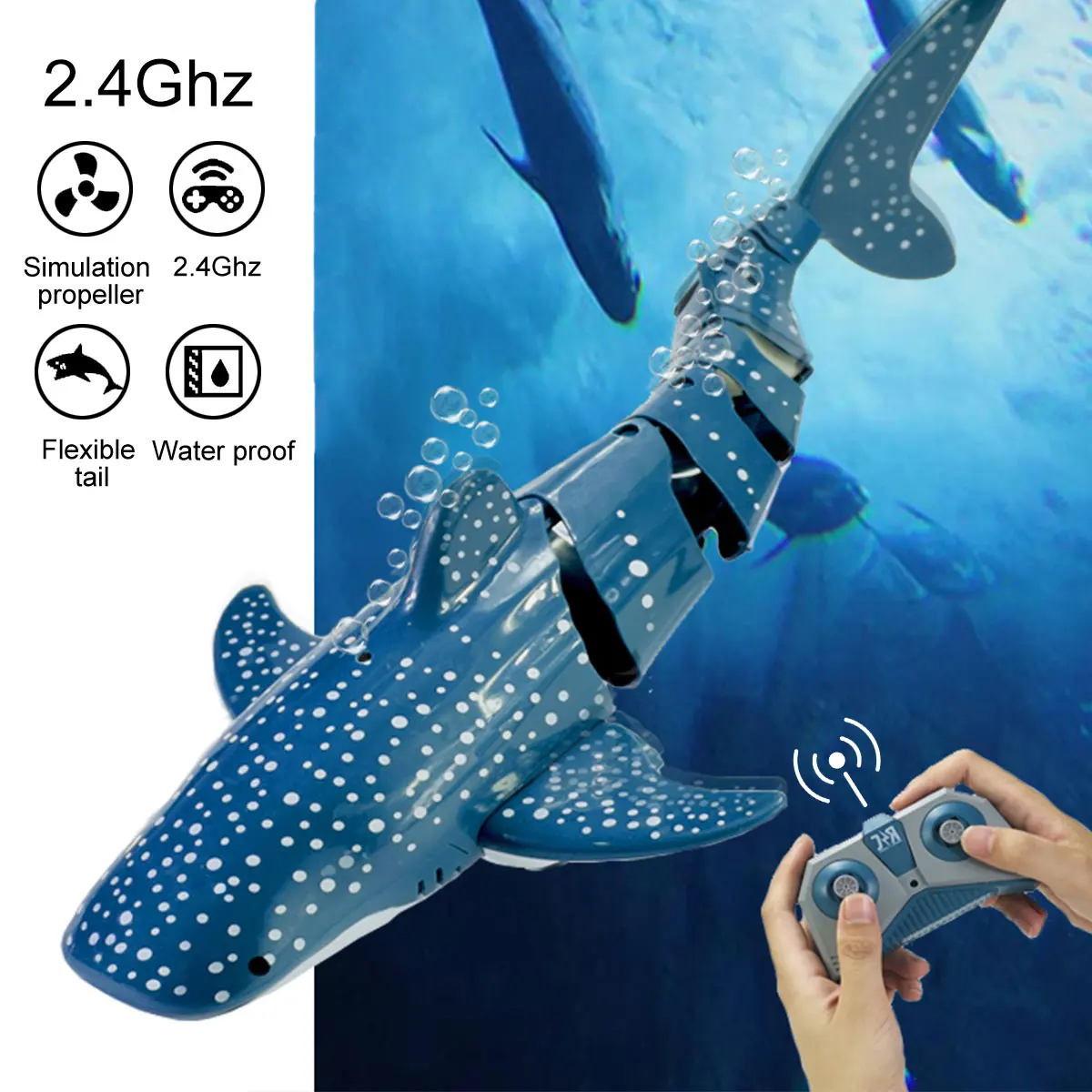 

2.4G RC Shark Electric Simulation Waterproof RC Fish Boat Robot Radio Remote Control Swimming Animal water Toys For Children