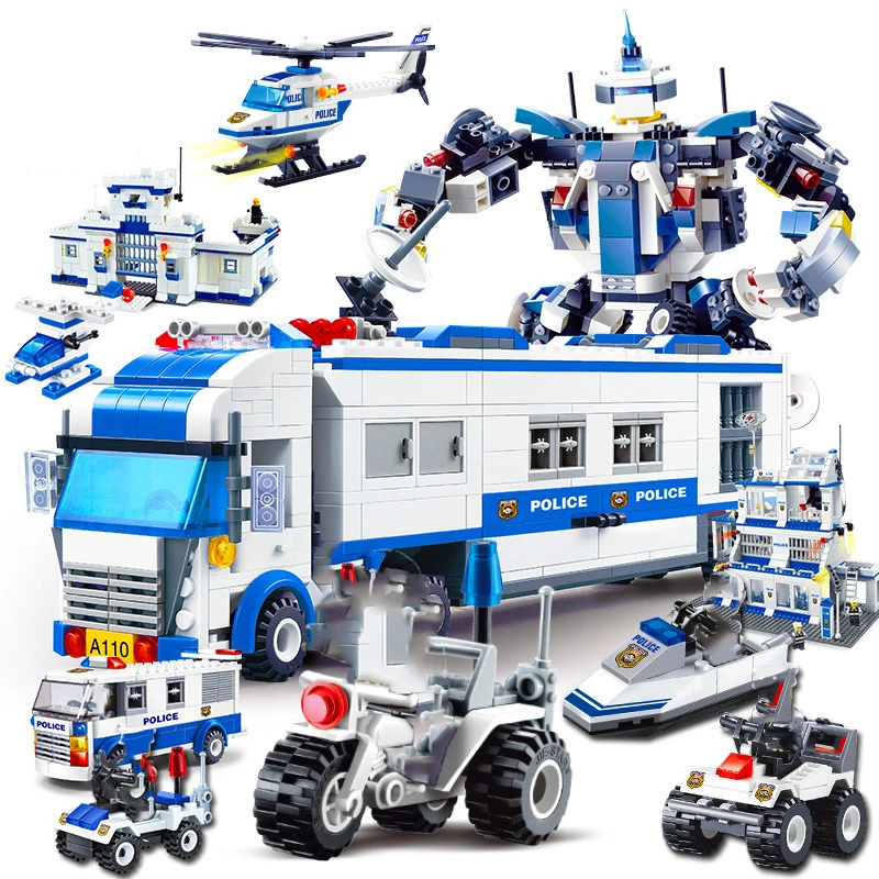 Совместимость с legoed городской полицейский участок вертолет робот автомобиль