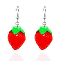 hans fashion yiwu jewelry manufacturer of new 3d fruit resin stereo strawberry earrings