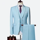 Костюм мужской из 3 предметов, деловые мужские костюмы, блейзеры большого размера, тонкий стиль 2021, высококлассные деловые костюмы для вечеринки. Свадьба Обычная